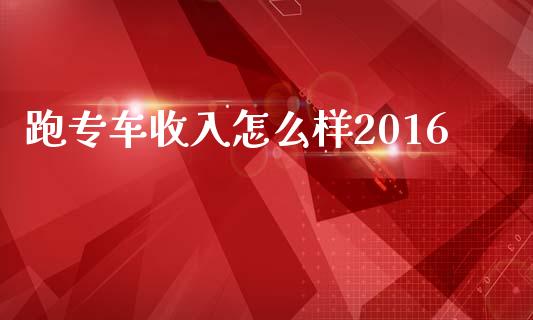 跑专车收入怎么样2016_https://m.lcpcjs.com_白银期货保证金_第1张