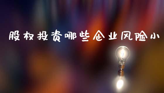 股权投资哪些企业风险小_https://m.lcpcjs.com_白银期货保证金_第1张
