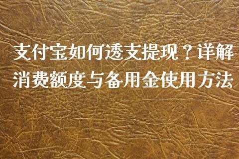支付宝如何透支提现？详解消费额度与备用金使用方法_https://m.lcpcjs.com_恒指期货保证金_第1张