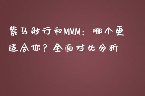 紫马财行和MMM：哪个更适合你？全面对比分析_https://m.lcpcjs.com_白银期货保证金_第1张
