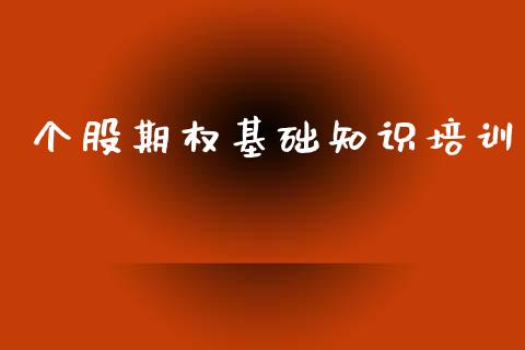 个股期权基础知识培训_https://m.lcpcjs.com_期货交易时间_第1张