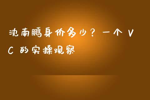 沈南鹏身价多少？一个 VC 的实操观察_https://m.lcpcjs.com_期货交易_第1张