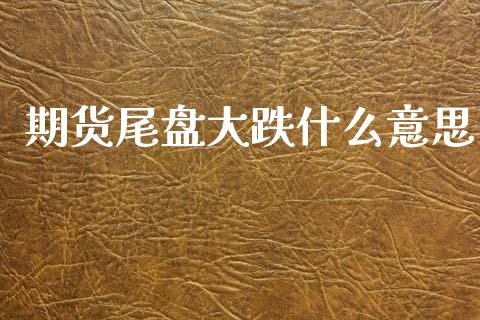 期货尾盘大跌什么意思_https://m.lcpcjs.com_白银期货保证金_第1张