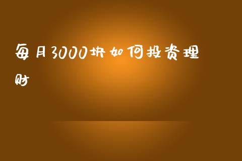 每月3000块如何投资理财_https://m.lcpcjs.com_期货交易时间_第1张