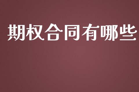 期权合同有哪些_https://m.lcpcjs.com_恒指期货保证金_第1张