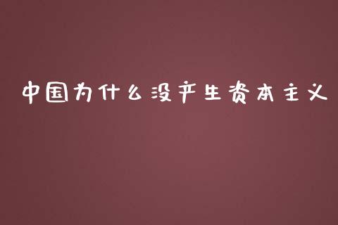 中国为什么没产生资本主义_https://m.lcpcjs.com_期货交易_第1张