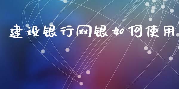 建设银行网银如何使用_https://m.lcpcjs.com_白银期货保证金_第1张
