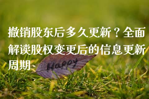 撤销股东后多久更新？全面解读股权变更后的信息更新周期_https://m.lcpcjs.com_期货交易_第1张
