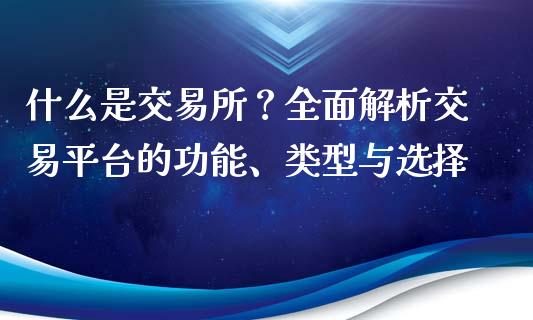 什么是交易所？全面解析交易平台的功能、类型与选择_https://m.lcpcjs.com_恒指期货保证金_第1张