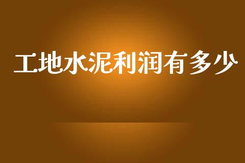 工地水泥利润有多少_https://m.lcpcjs.com_白银期货保证金_第1张