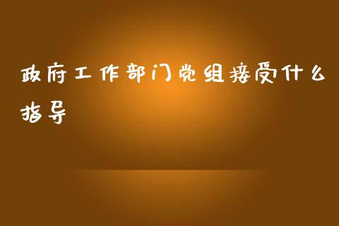 政府工作部门党组接受什么指导_https://m.lcpcjs.com_白银期货保证金_第1张
