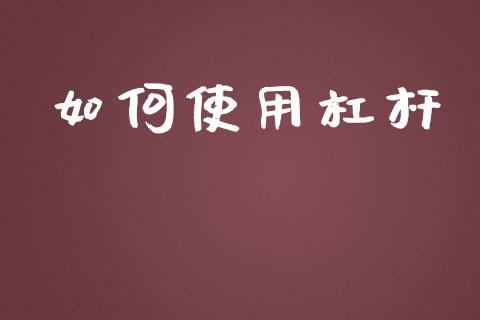 如何使用杠杆_https://m.lcpcjs.com_期货交易_第1张