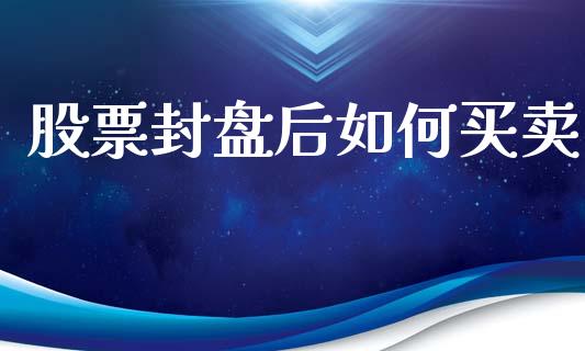 股票封盘后如何买卖_https://m.lcpcjs.com_期货交易_第1张