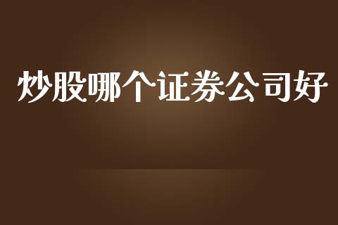 炒股哪个证券公司好_https://m.lcpcjs.com_恒指期货保证金_第1张