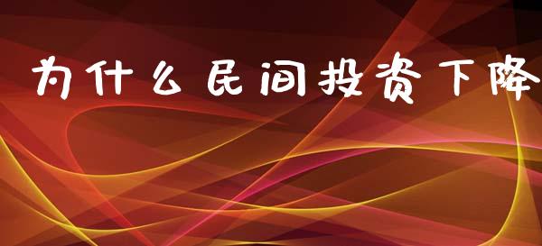 为什么民间投资下降_https://m.lcpcjs.com_白银期货保证金_第1张