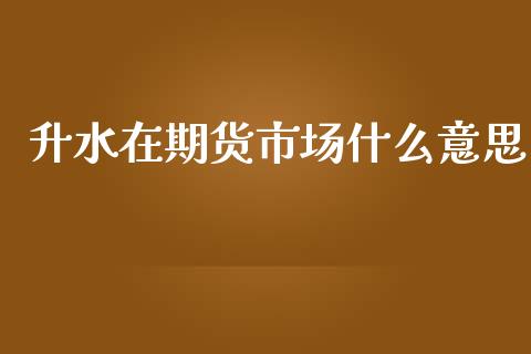 升水在期货市场什么意思_https://m.lcpcjs.com_恒指期货保证金_第1张
