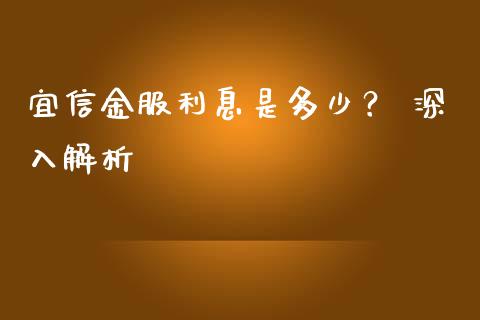 宜信金服利息是多少？ 深入解析_https://m.lcpcjs.com_恒指期货保证金_第1张