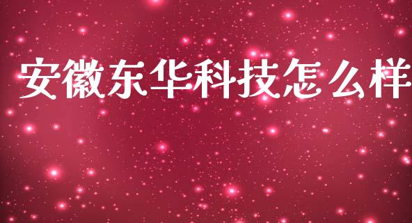 安徽东华科技怎么样_https://m.lcpcjs.com_期货交易_第1张
