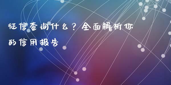 征信查询什么？全面解析你的信用报告_https://m.lcpcjs.com_白银期货保证金_第1张