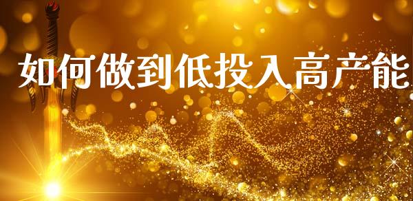 如何做到低投入高产能_https://m.lcpcjs.com_白银期货保证金_第1张
