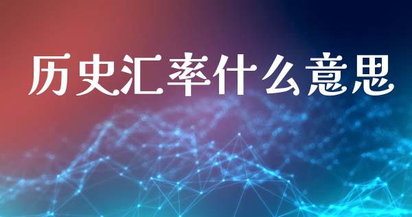 历史汇率什么意思_https://m.lcpcjs.com_白银期货保证金_第1张