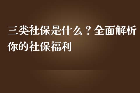 三类社保是什么？全面解析你的社保福利_https://m.lcpcjs.com_恒指期货保证金_第1张