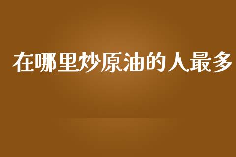 在哪里炒原油的人最多_https://m.lcpcjs.com_白银期货保证金_第1张