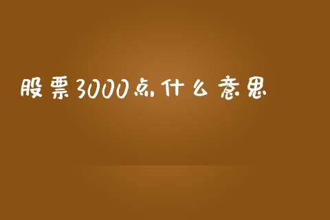股票3000点什么意思_https://m.lcpcjs.com_恒指期货保证金_第1张