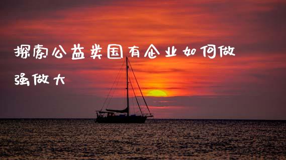 探索公益类国有企业如何做强做大_https://m.lcpcjs.com_恒指期货保证金_第1张