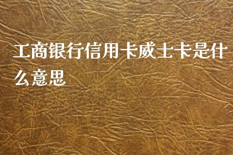 工商银行信用卡威士卡是什么意思_https://m.lcpcjs.com_期货交易_第1张