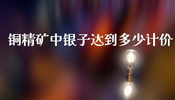 铜精矿中银子达到多少计价_https://m.lcpcjs.com_白银期货保证金_第1张