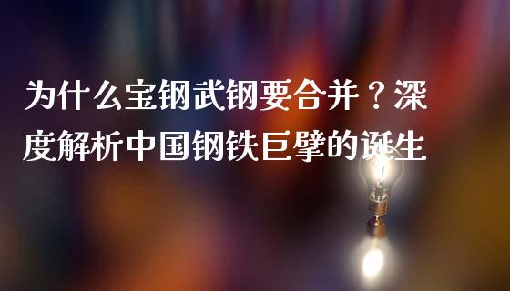 为什么宝钢武钢要合并？深度解析中国钢铁巨擘的诞生_https://m.lcpcjs.com_白银期货保证金_第1张