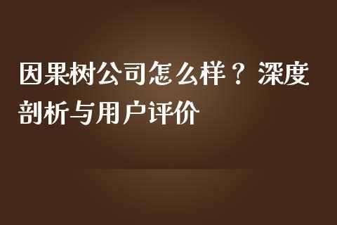 因果树公司怎么样？ 深度剖析与用户评价_https://m.lcpcjs.com_白银期货保证金_第1张