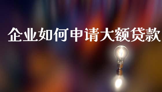 企业如何申请大额贷款_https://m.lcpcjs.com_恒指期货保证金_第1张