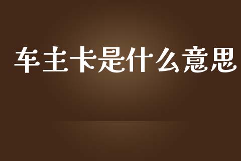 车主卡是什么意思_https://m.lcpcjs.com_恒指期货保证金_第1张