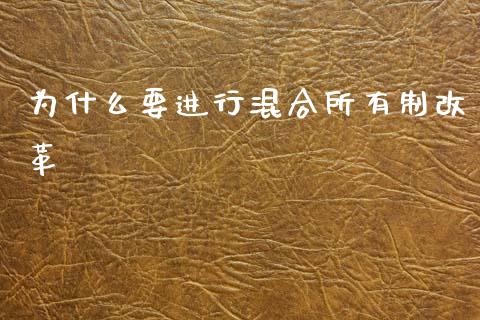 为什么要进行混合所有制改革_https://m.lcpcjs.com_期货交易_第1张