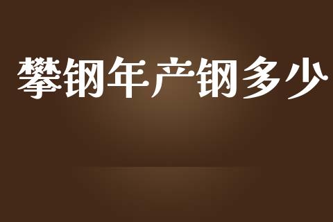 攀钢年产钢多少_https://m.lcpcjs.com_白银期货保证金_第1张