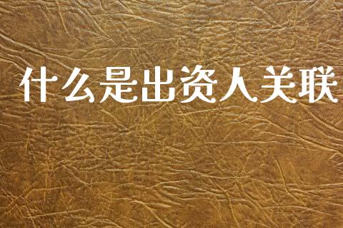 什么是出资人关联_https://m.lcpcjs.com_恒指期货保证金_第1张