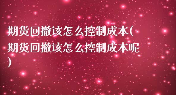 期货回撤该怎么控制成本(期货回撤该怎么控制成本呢)_https://m.lcpcjs.com_期货交易时间_第1张