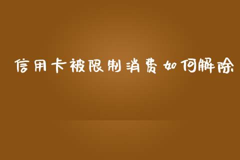 信用卡被限制消费如何解除_https://m.lcpcjs.com_恒指期货保证金_第1张