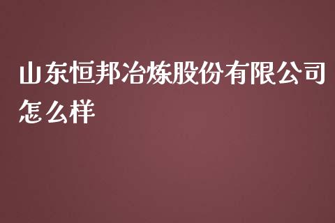 山东恒邦冶炼股份有限公司怎么样_https://m.lcpcjs.com_期货交易时间_第1张