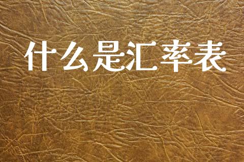 什么是汇率表_https://m.lcpcjs.com_白银期货保证金_第1张