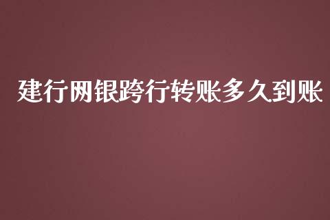 建行网银跨行转账多久到账_https://m.lcpcjs.com_白银期货保证金_第1张