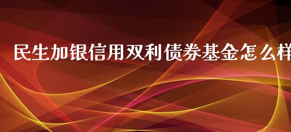 民生加银信用双利债券基金怎么样_https://m.lcpcjs.com_期货交易时间_第1张