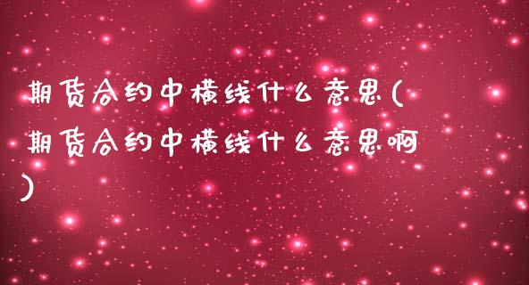 期货合约中横线什么意思(期货合约中横线什么意思啊)_https://m.lcpcjs.com_期货交易时间_第1张