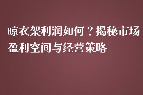 晾衣架利润如何？揭秘市场盈利空间与经营策略_https://m.lcpcjs.com_恒指期货保证金_第1张