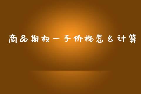 商品期权一手价格怎么计算_https://m.lcpcjs.com_期货交易_第1张