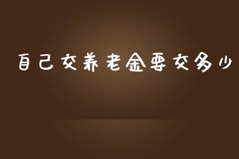 自己交养老金要交多少_https://m.lcpcjs.com_恒指期货保证金_第1张