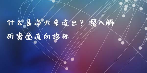 什么是净大单流出？深入解析资金流向指标_https://m.lcpcjs.com_白银期货保证金_第1张