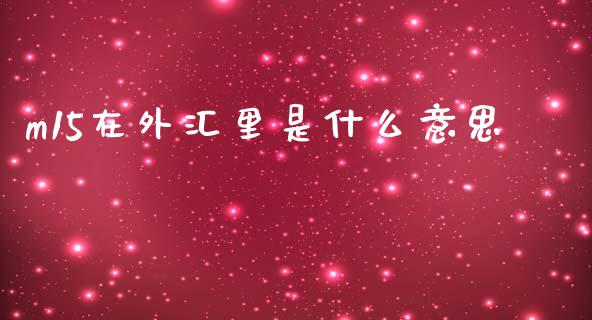 m15在外汇里是什么意思_https://m.lcpcjs.com_期货交易_第1张